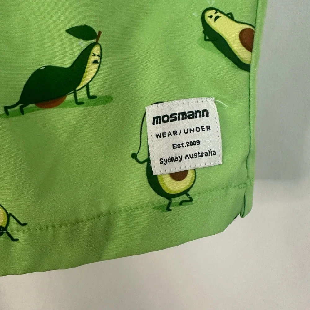 Mosmann Avocado Print Swim Trunks Athletic Gym Shorts‎ Pockets Men's Large